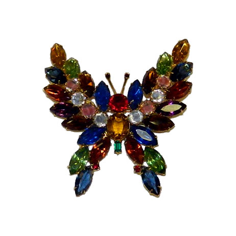 Sarah Coventry rhinestone butterfly brooch