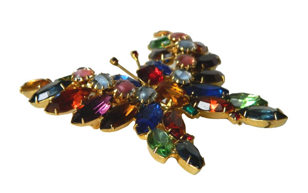 rhinestone butterfly brooch