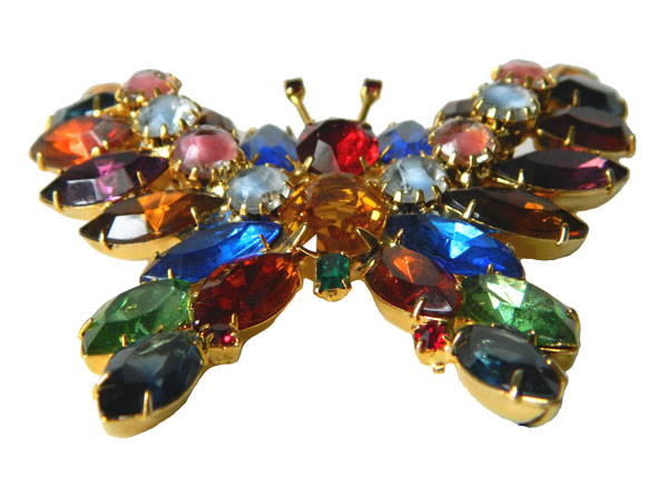 rhinestone butterfly brooch
