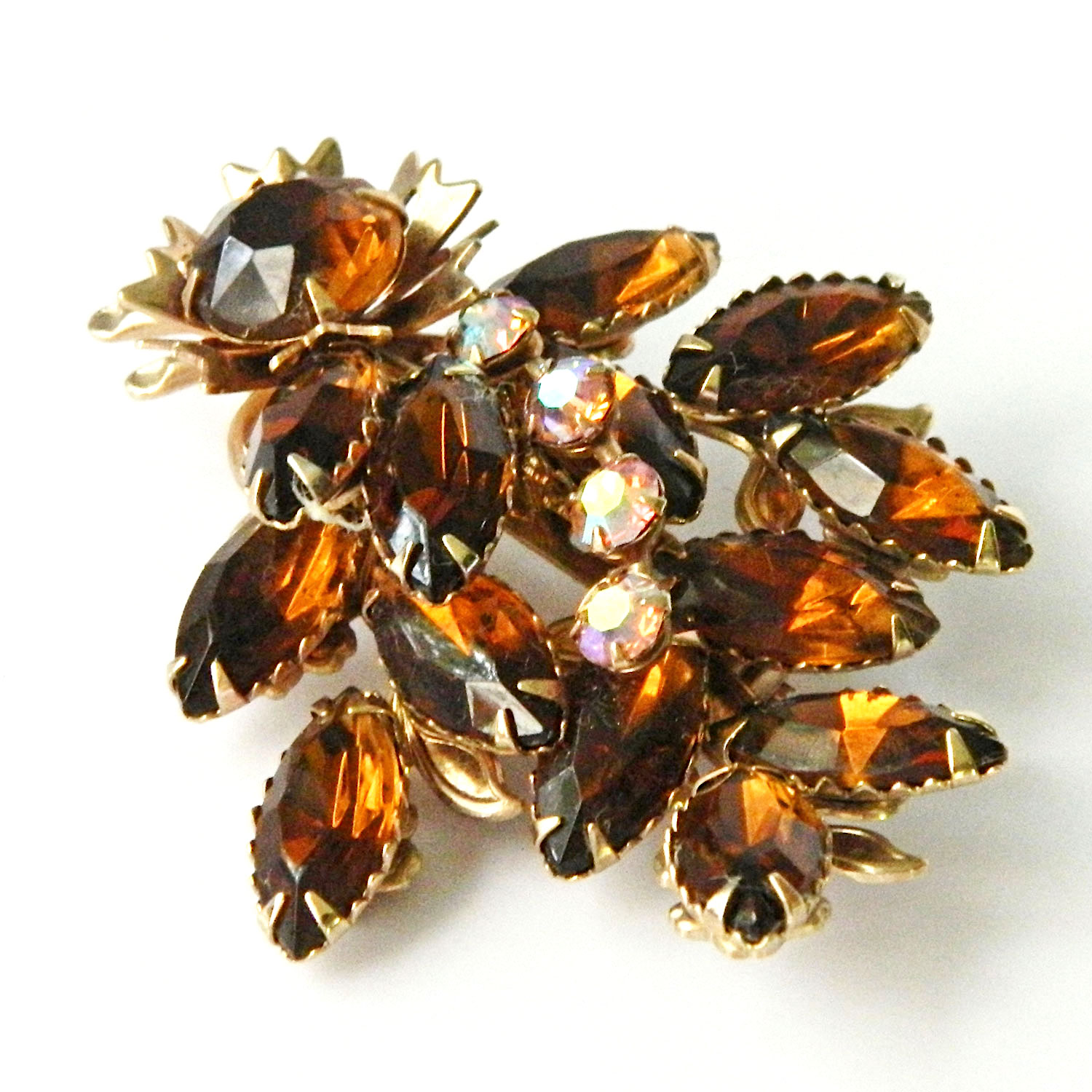 1950s rhinestone brooch set