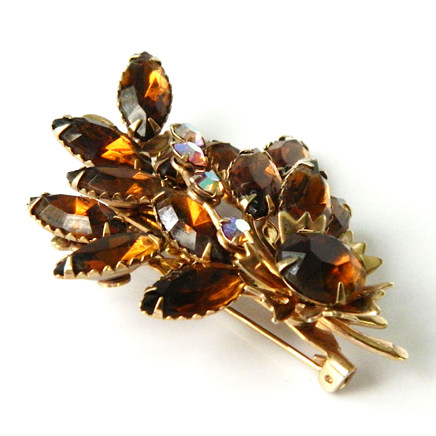 1950s rhinestone brooch set