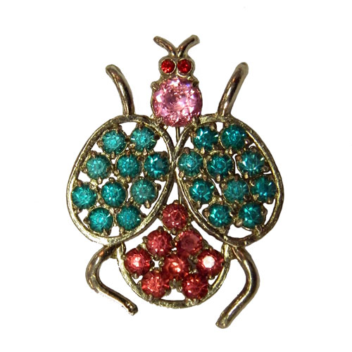 Rhinestone bug brooch