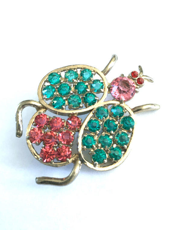 rhinestone bug brooch