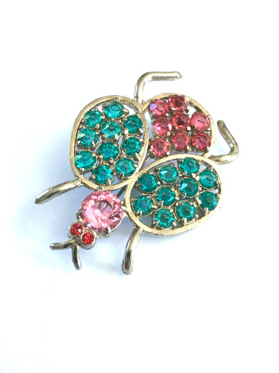 rhinestone bug brooch