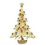 Monet Christmas tree brooch