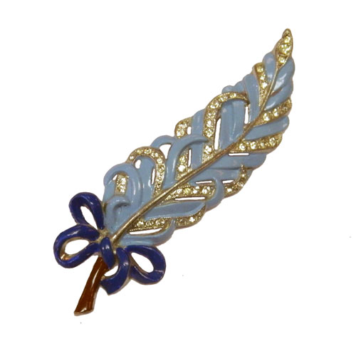 1940's enameled rhinestone brooch
