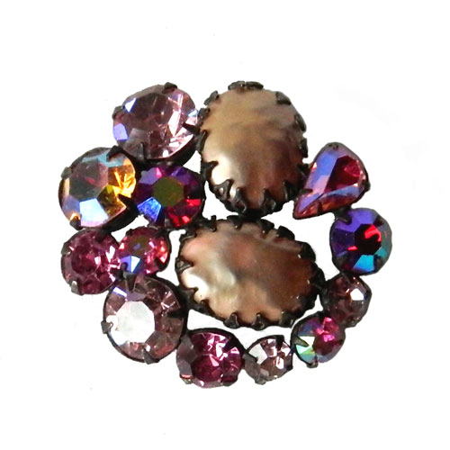 pink Regency rhinestone brooch
