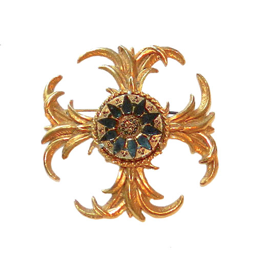 vintage black and gold brooch