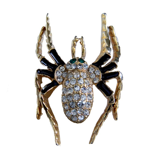 Rhinestone spider brooch