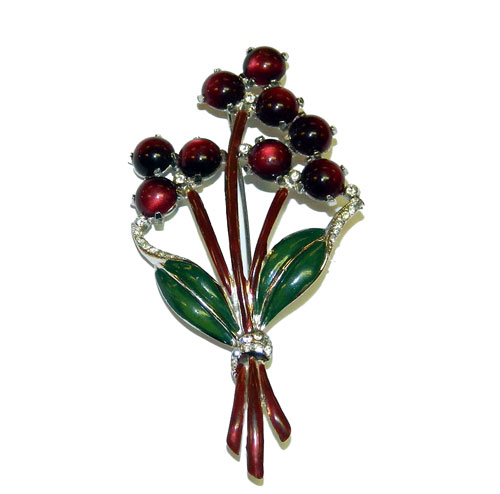1940's enameled faus star ruby brooch