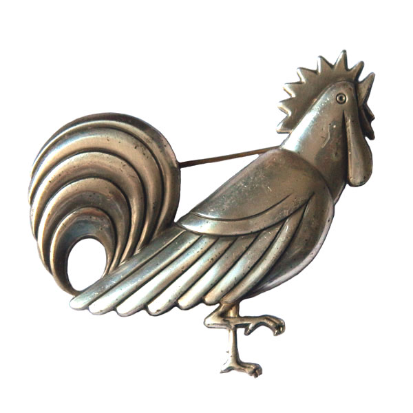1940's Coro rooster brooch