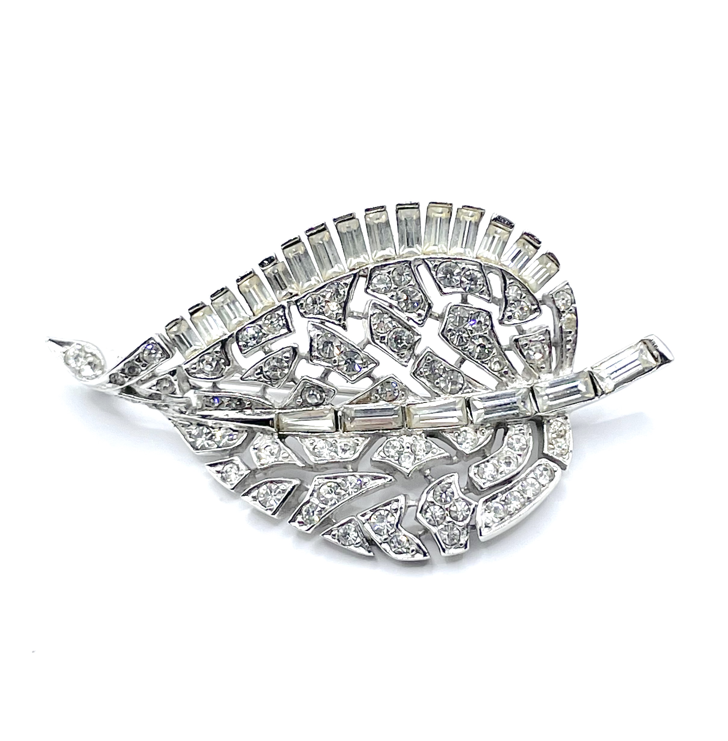 1950s Marcel Boucher sterling rhinestone brooch