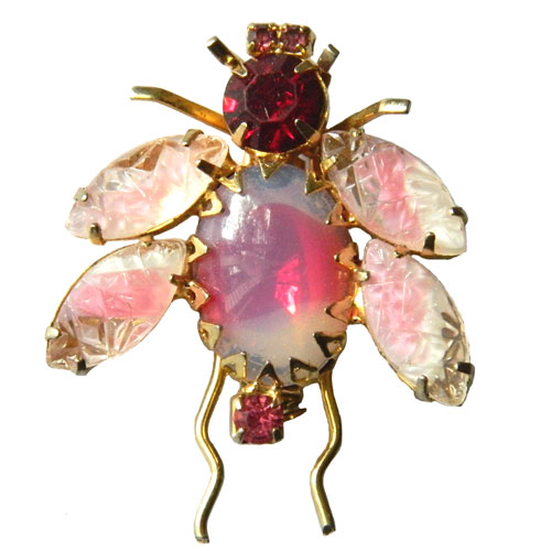 Rhinestone bug brooch