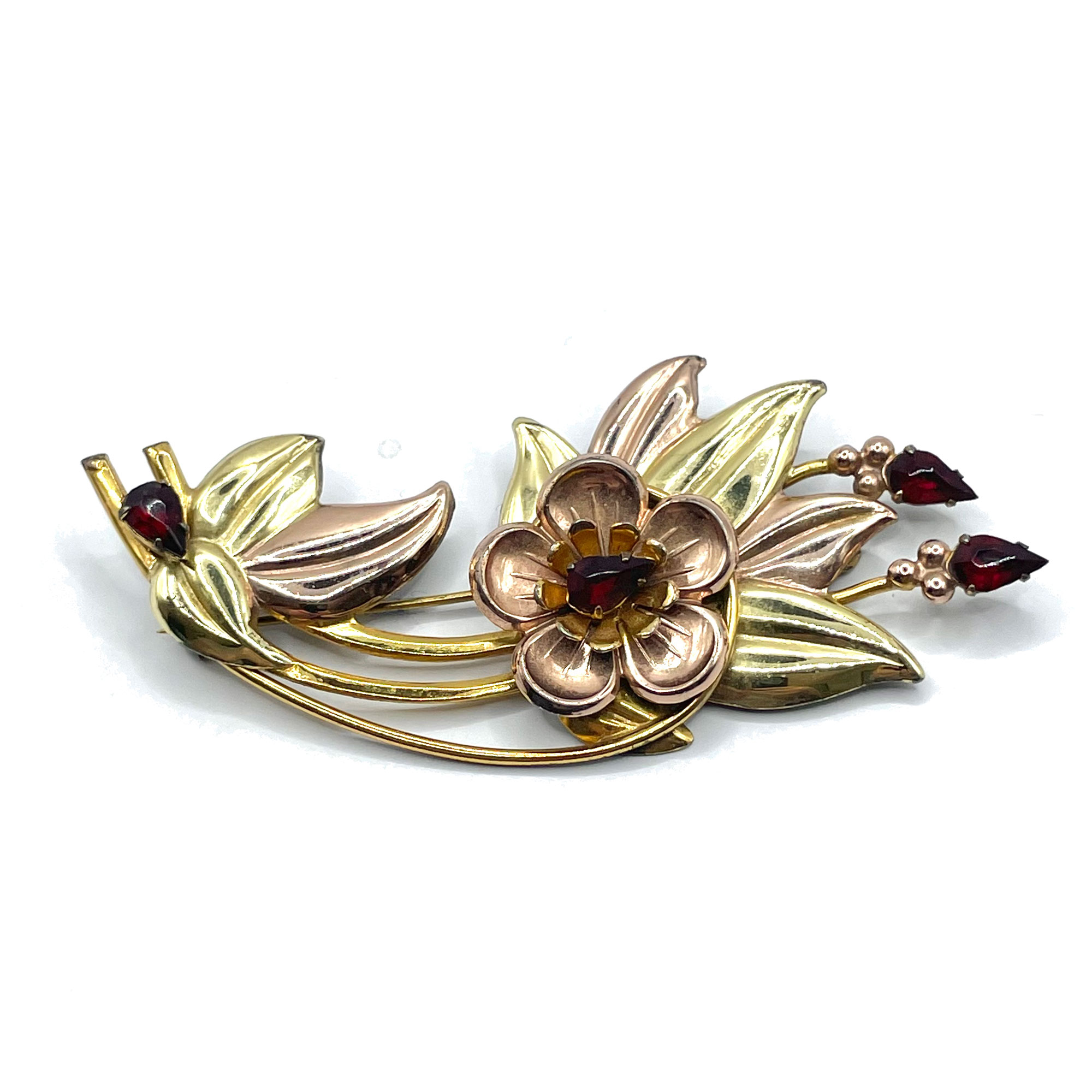 1940s sterling vermeil flower brooch