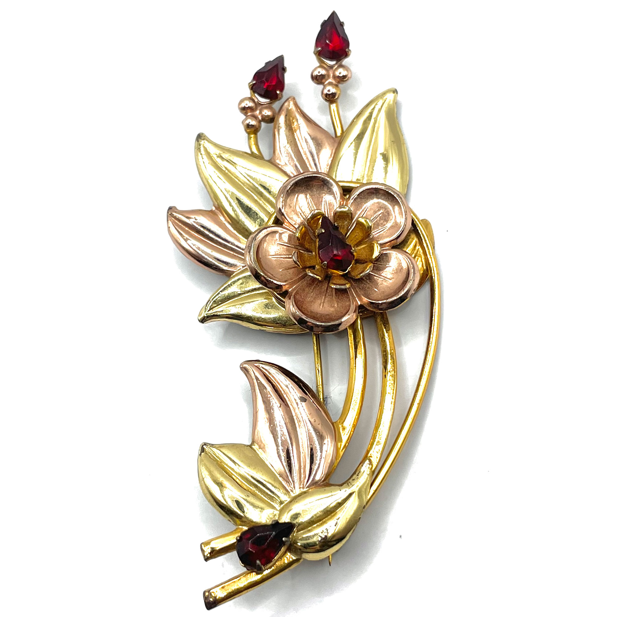 1940s sterling vermeil flower brooch