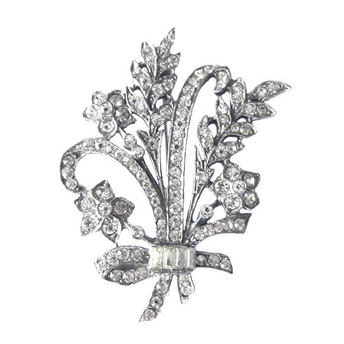 1940's sterling rhinestone brooch