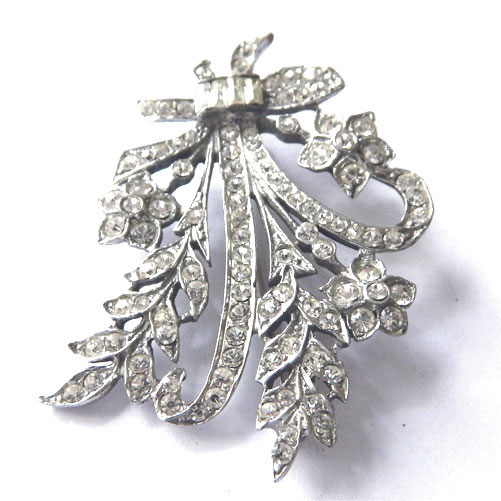 1940's sterling rhinestone brooch