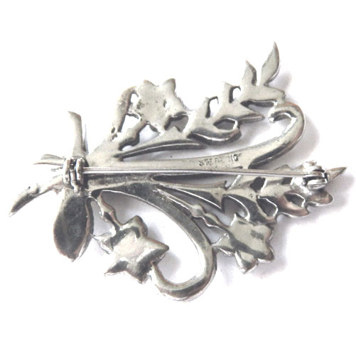 1940's sterling rhinestone brooch