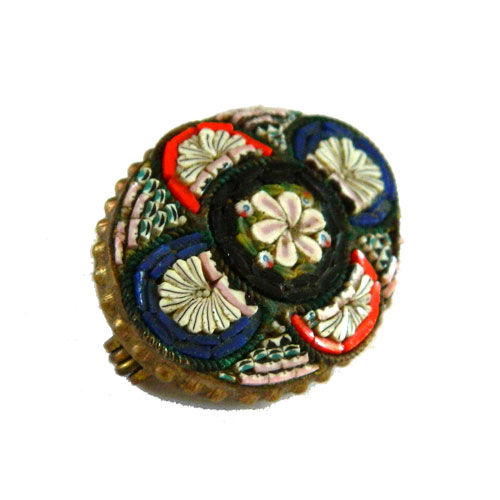 Antique Italian micro mosaic brooch