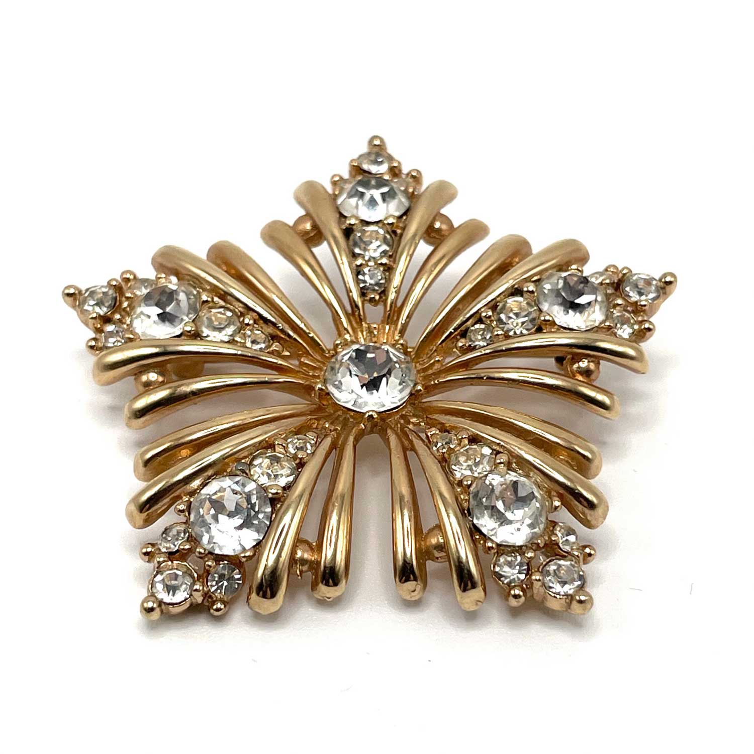 1950s Bogoff rhinestone snowflake brooch