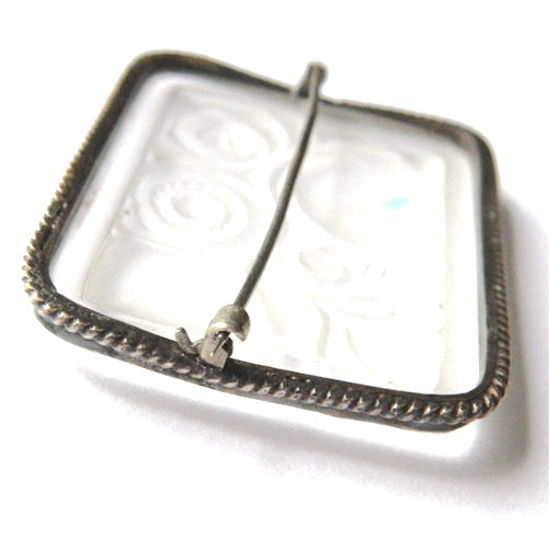 Art deco frosted glass brooch