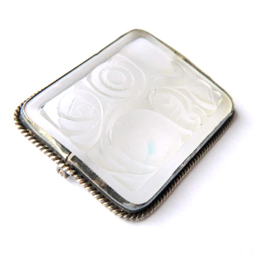 Art deco frosted glass brooch