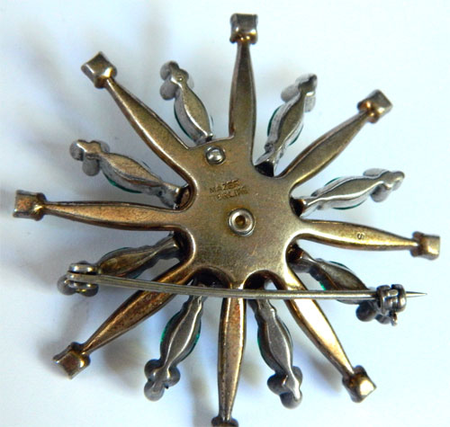 vintage 1940's gold plated sterling silver starburst brooch