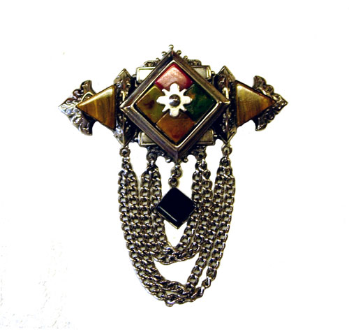 1940's Scottish agate style bakelite brooch