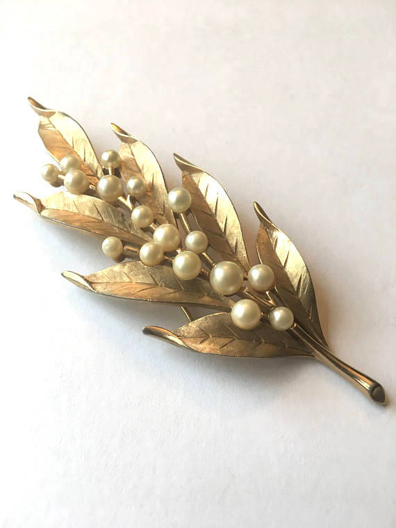 Trifari pearl brooch