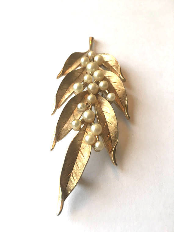 Trifari pearl brooch