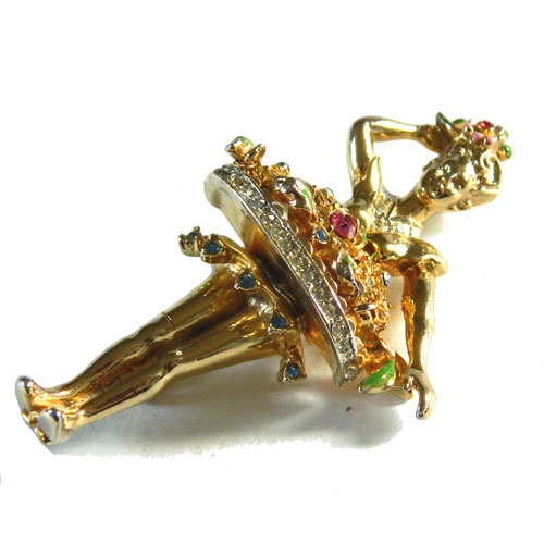 1940's rhinestone flower girl brooch