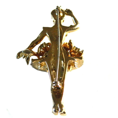 1940's rhinestone flower girl brooch