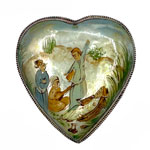 Hand painted Iranian mother of pearl brooch