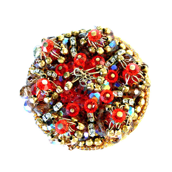 orange rhinestone brooch
