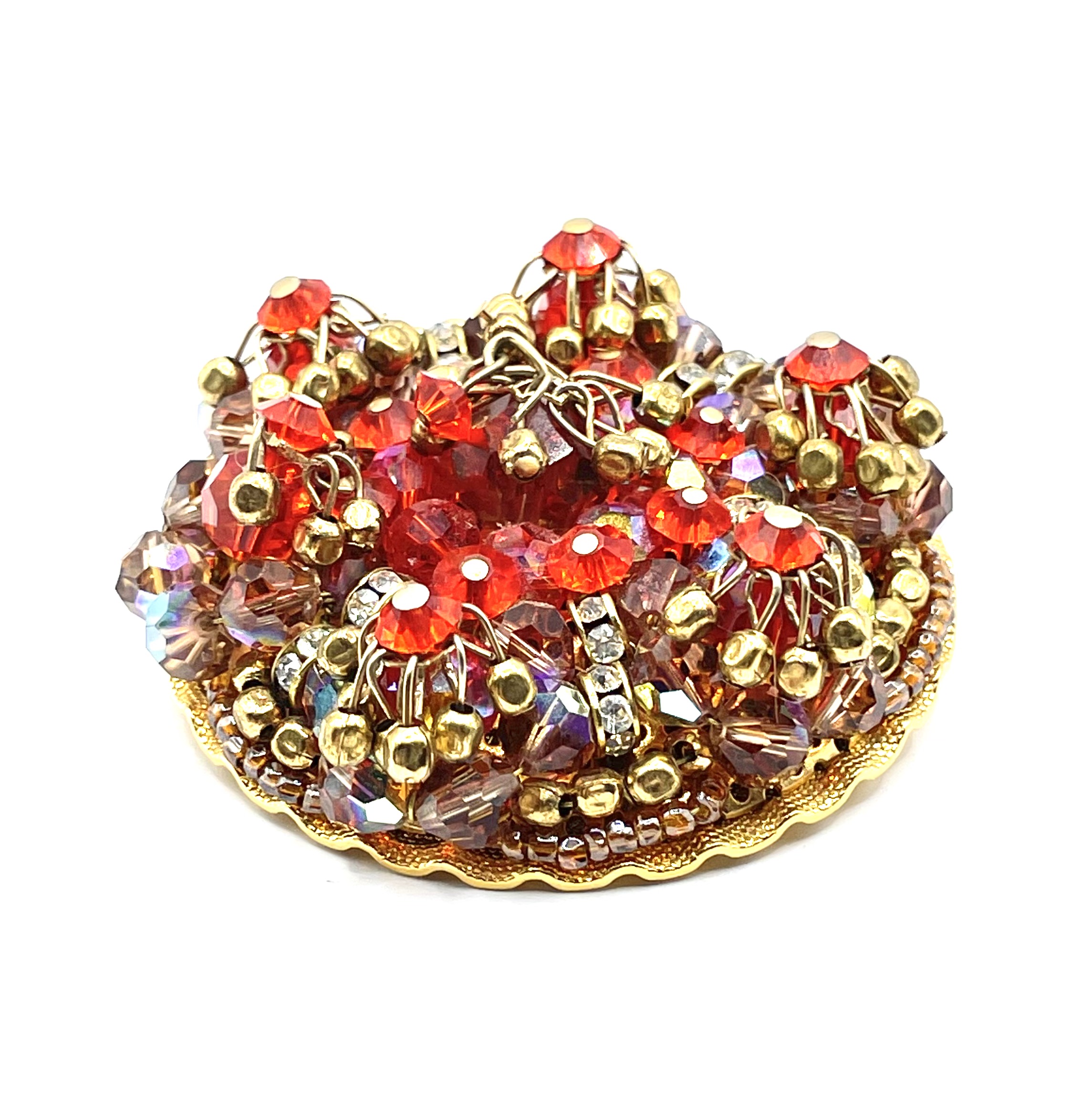 orange rhinestone brooch