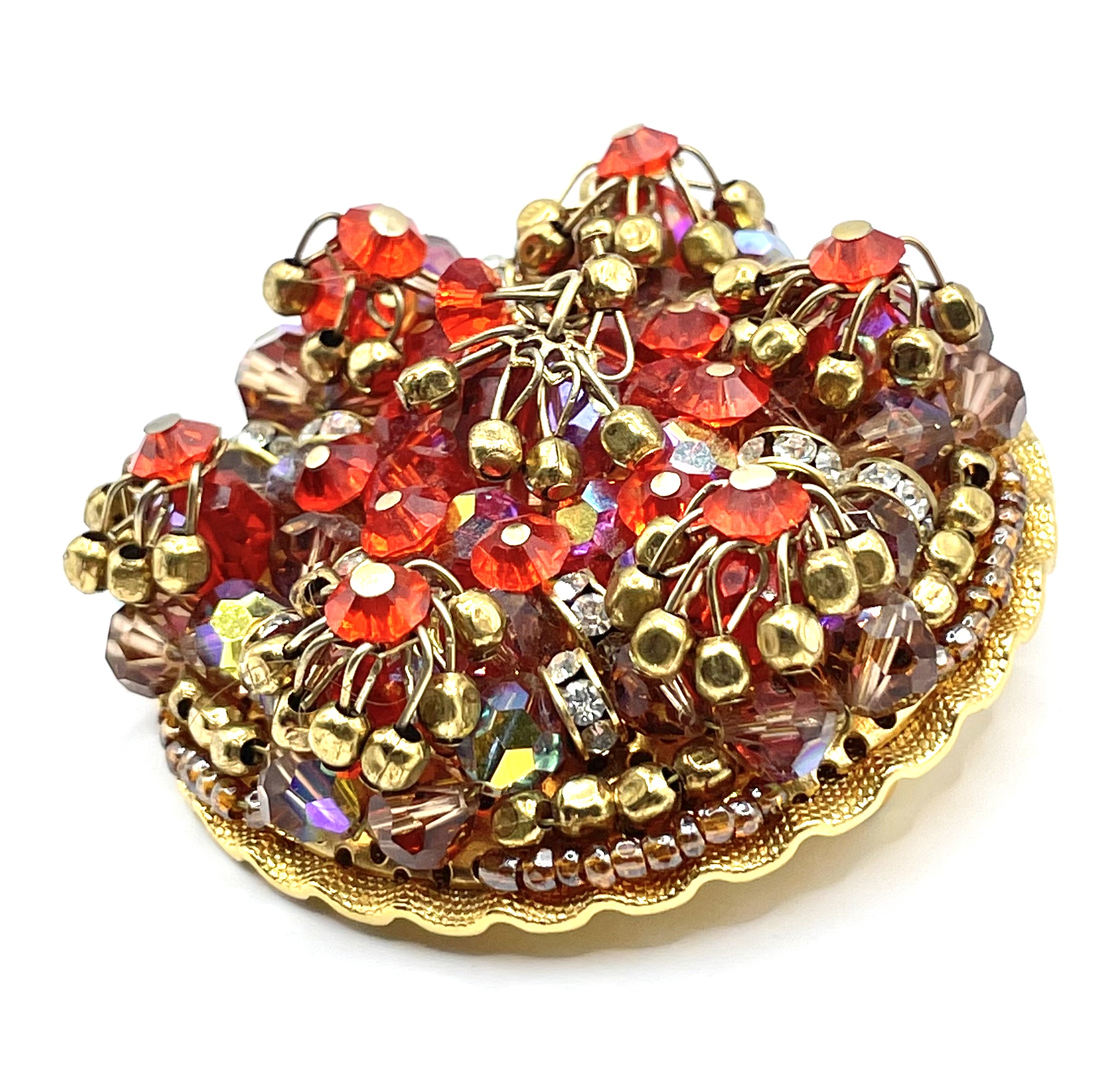 orange crystal brooch