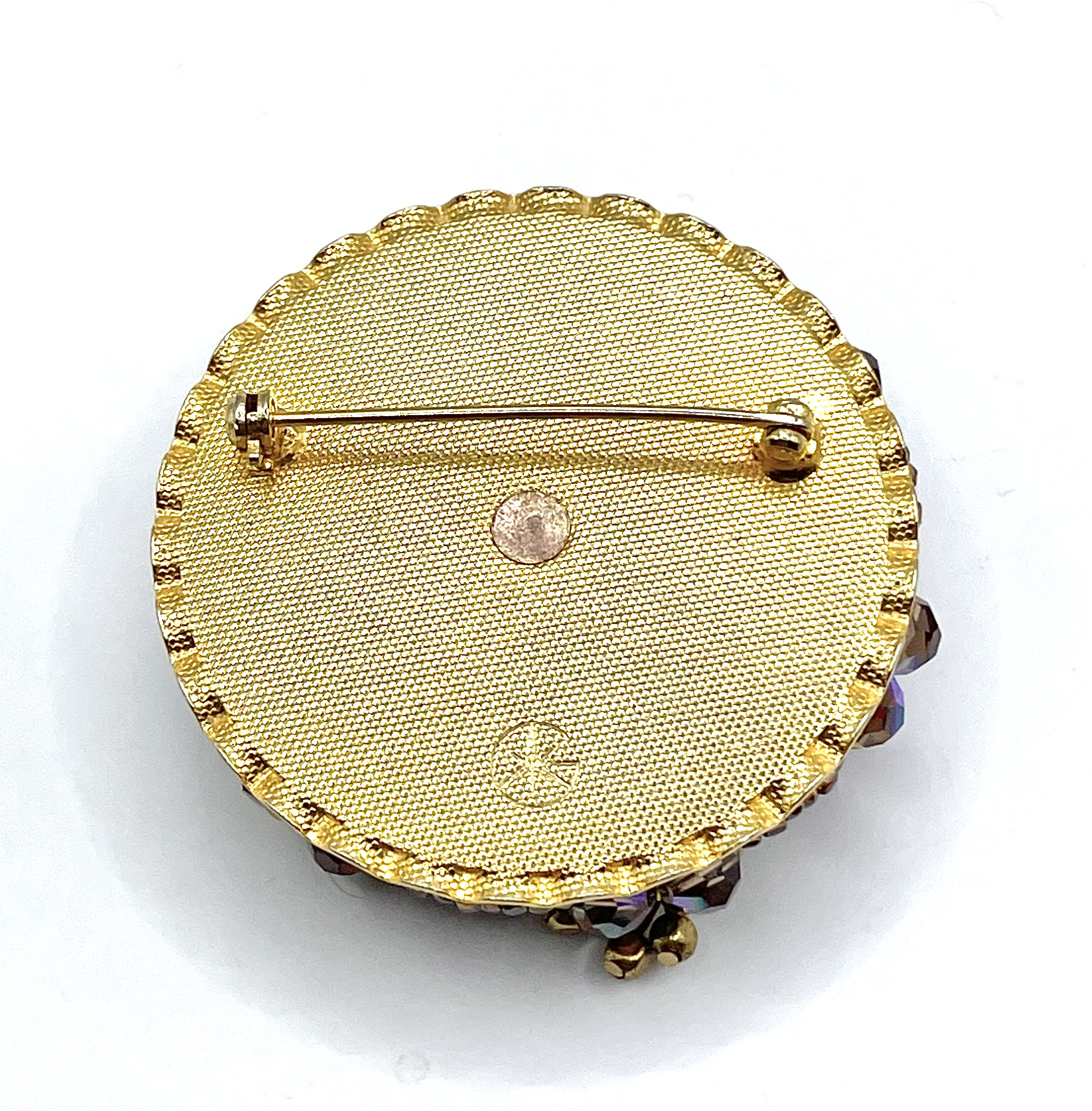 orange rhinestone brooch