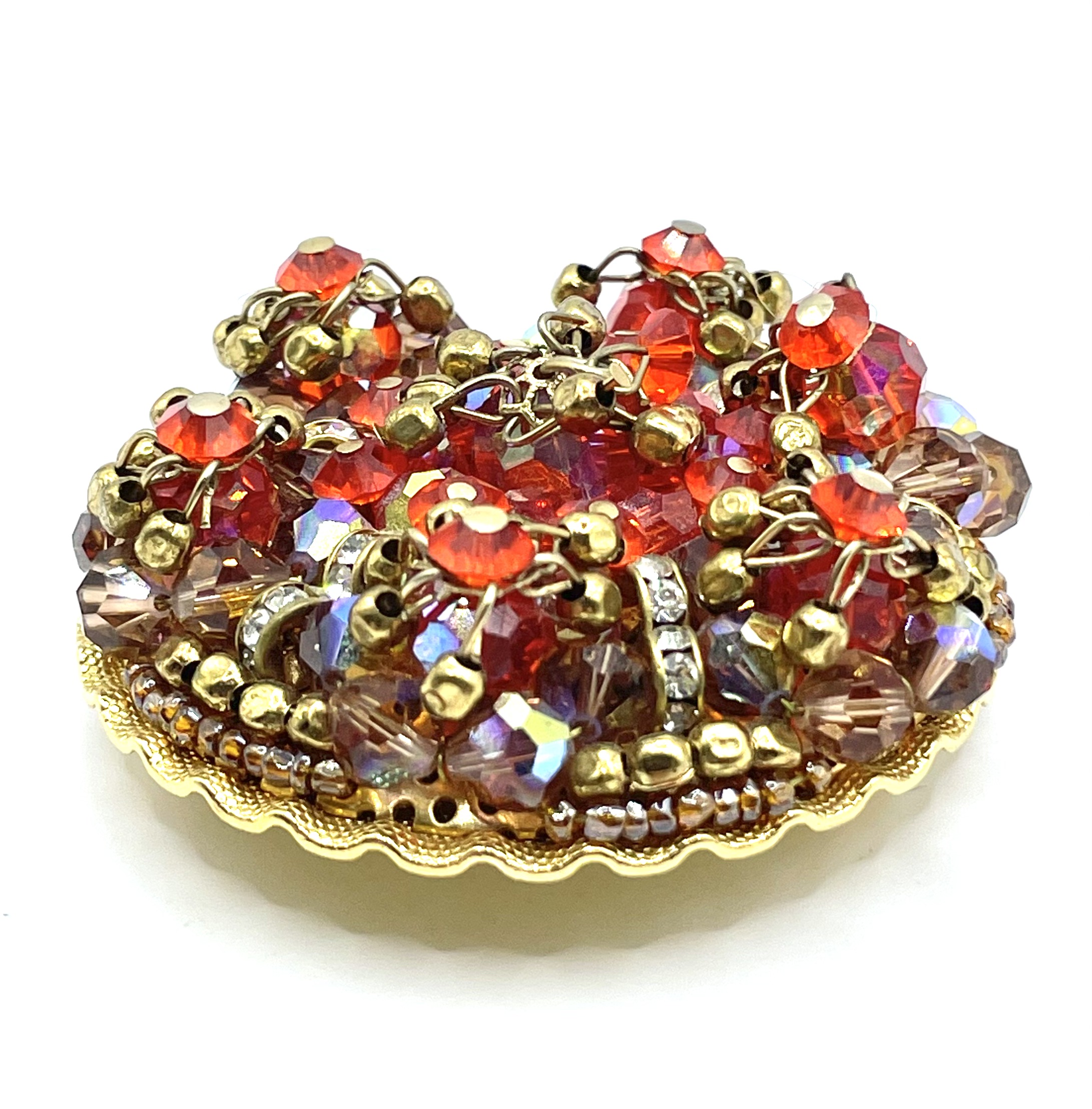 orange crystal brooch