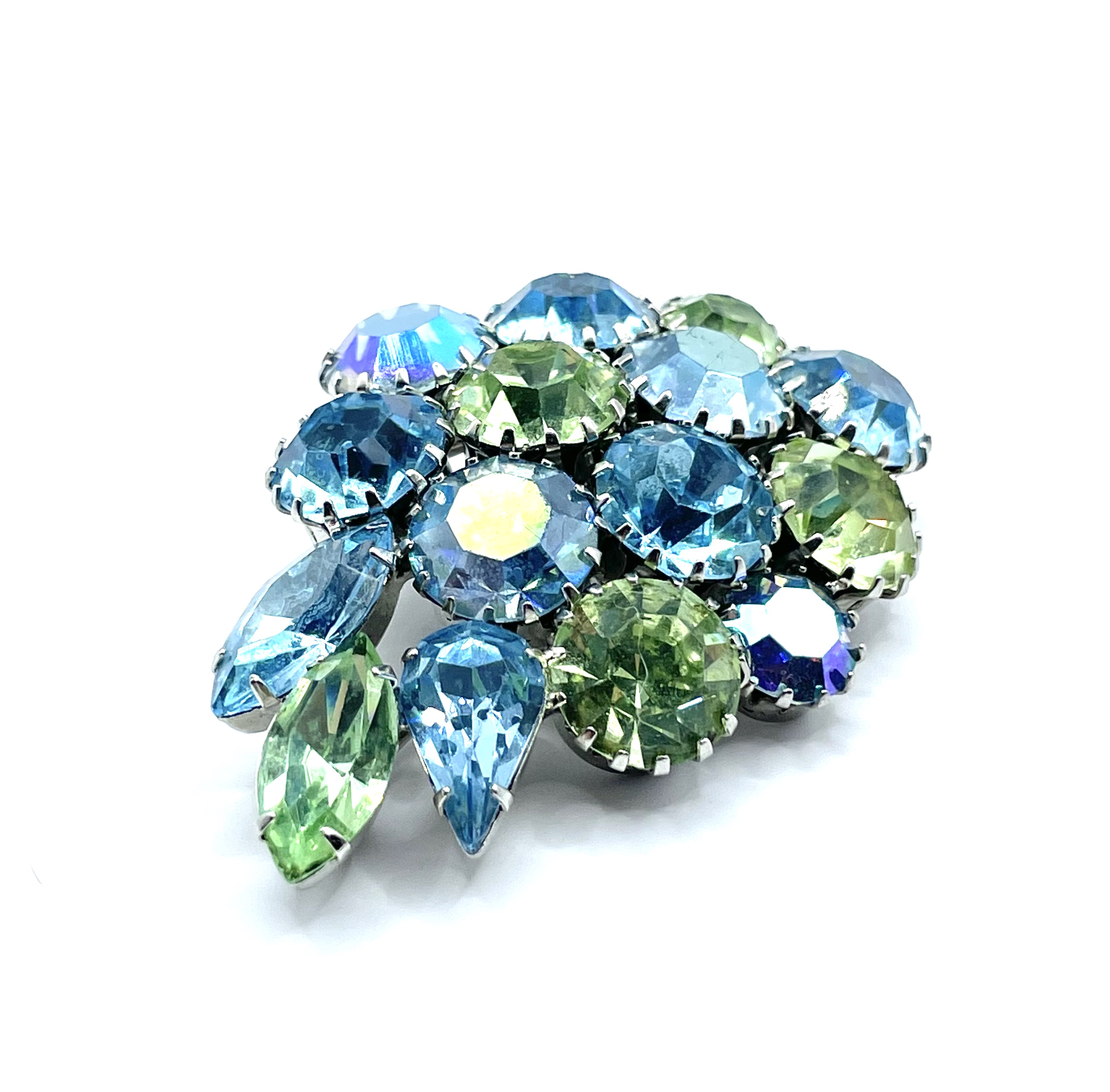 Blue rhinestone brooch
