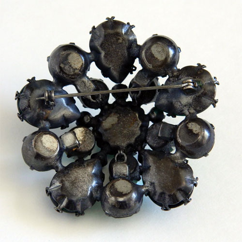 1950's green Schreiner rhinestone brooch