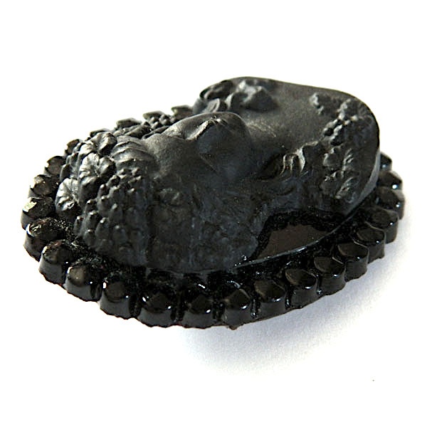 Antique jet cameo brooch