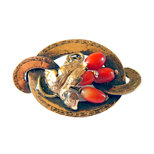 Victorian coral brooch