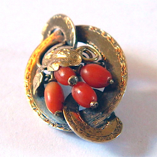Victorian coral brooch