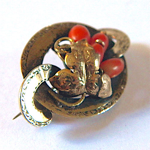 Victorian coral brooch