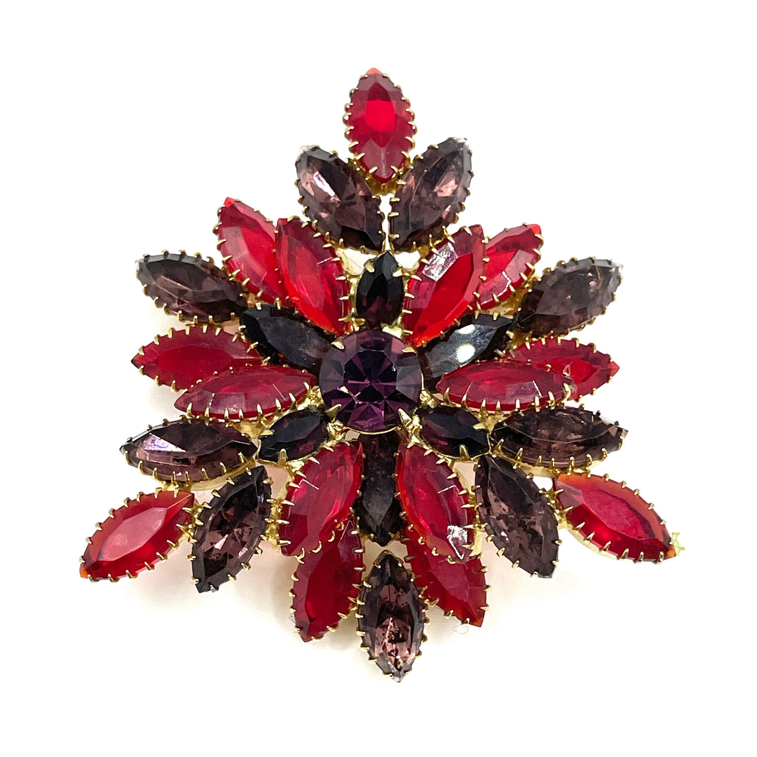 Red rhinestone brooch