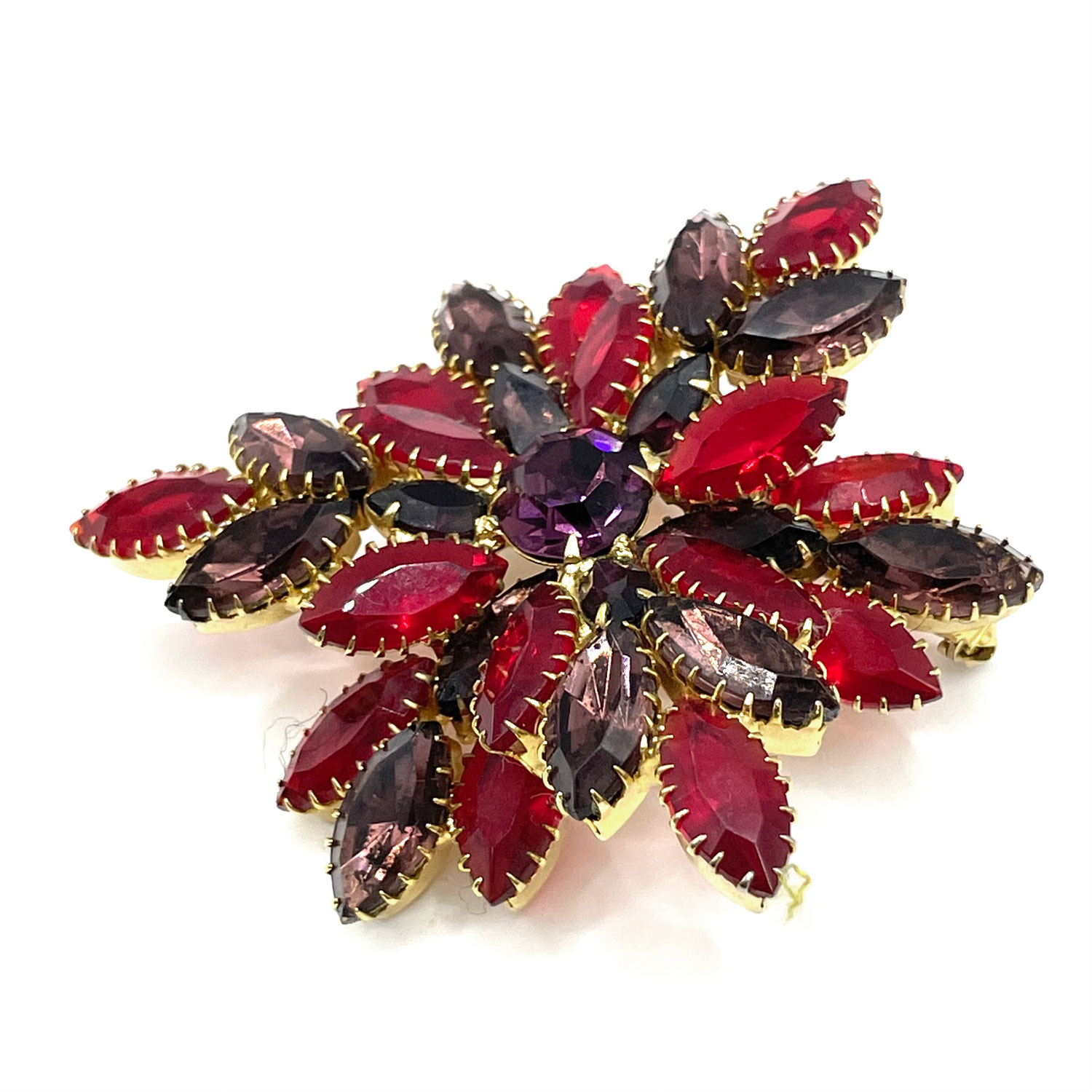 Red rhinestone brooch
