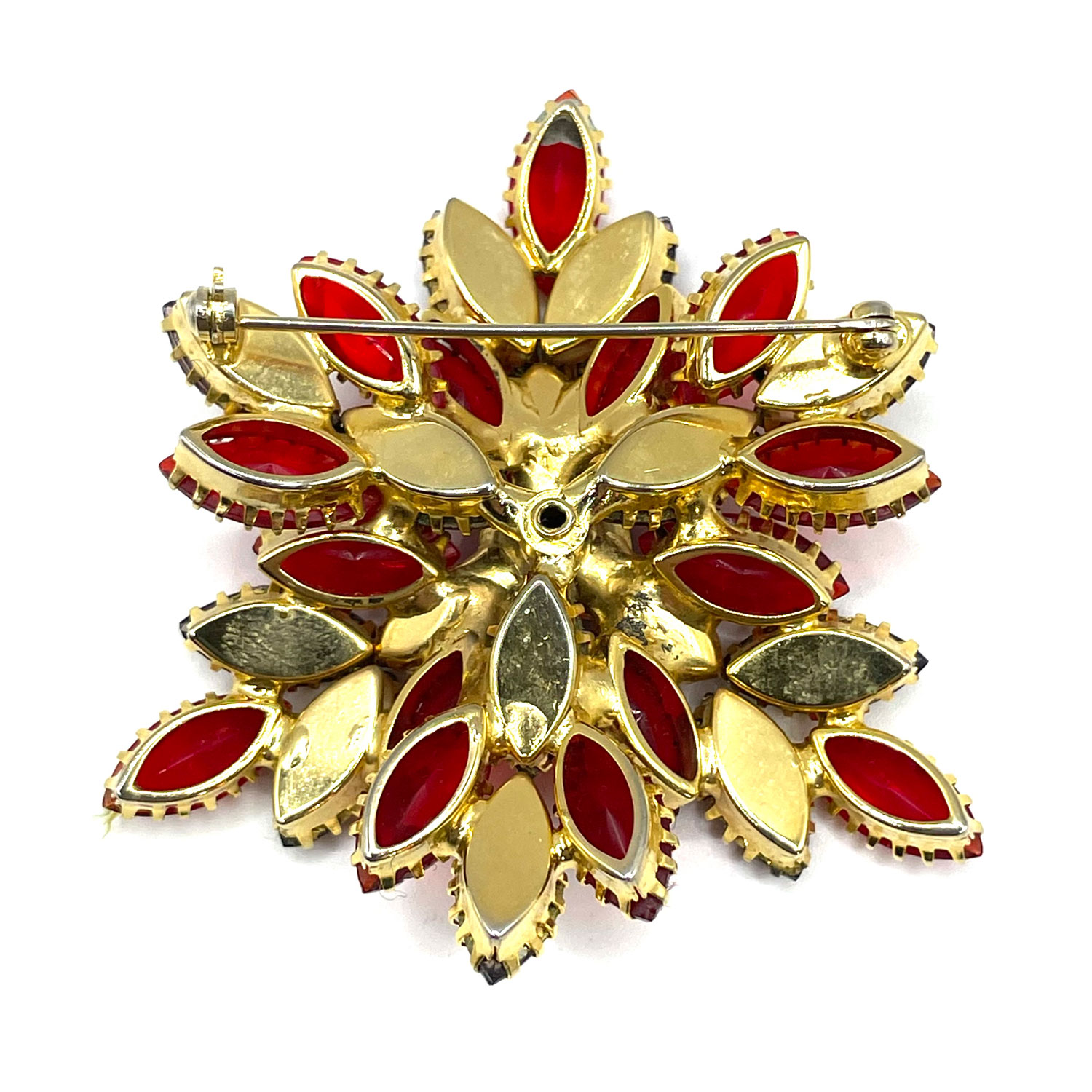 Red rhinestone brooch