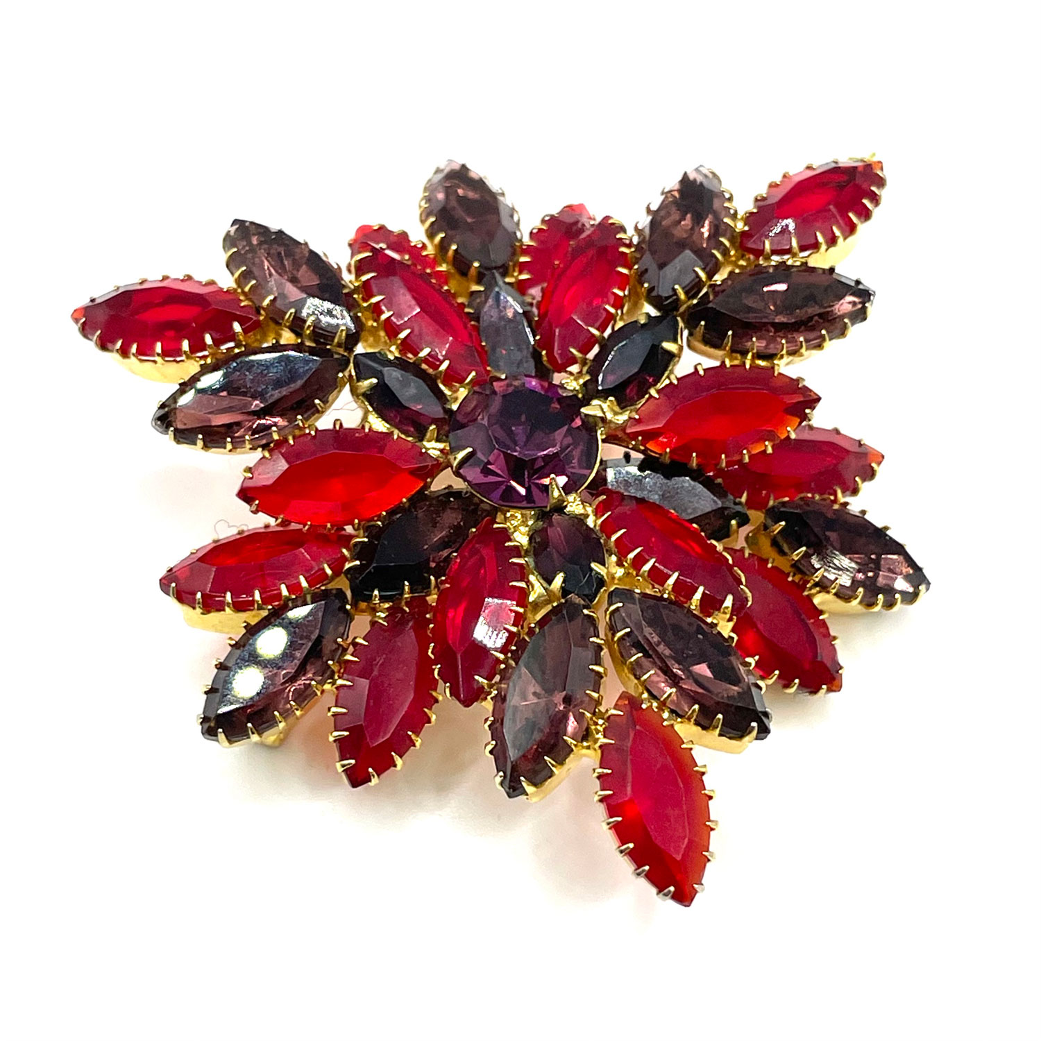 vintage red rhinestone pin