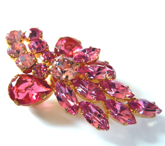 Pink Austrian crystal brooch
