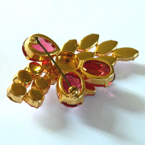 Pink Austrian crystal brooch